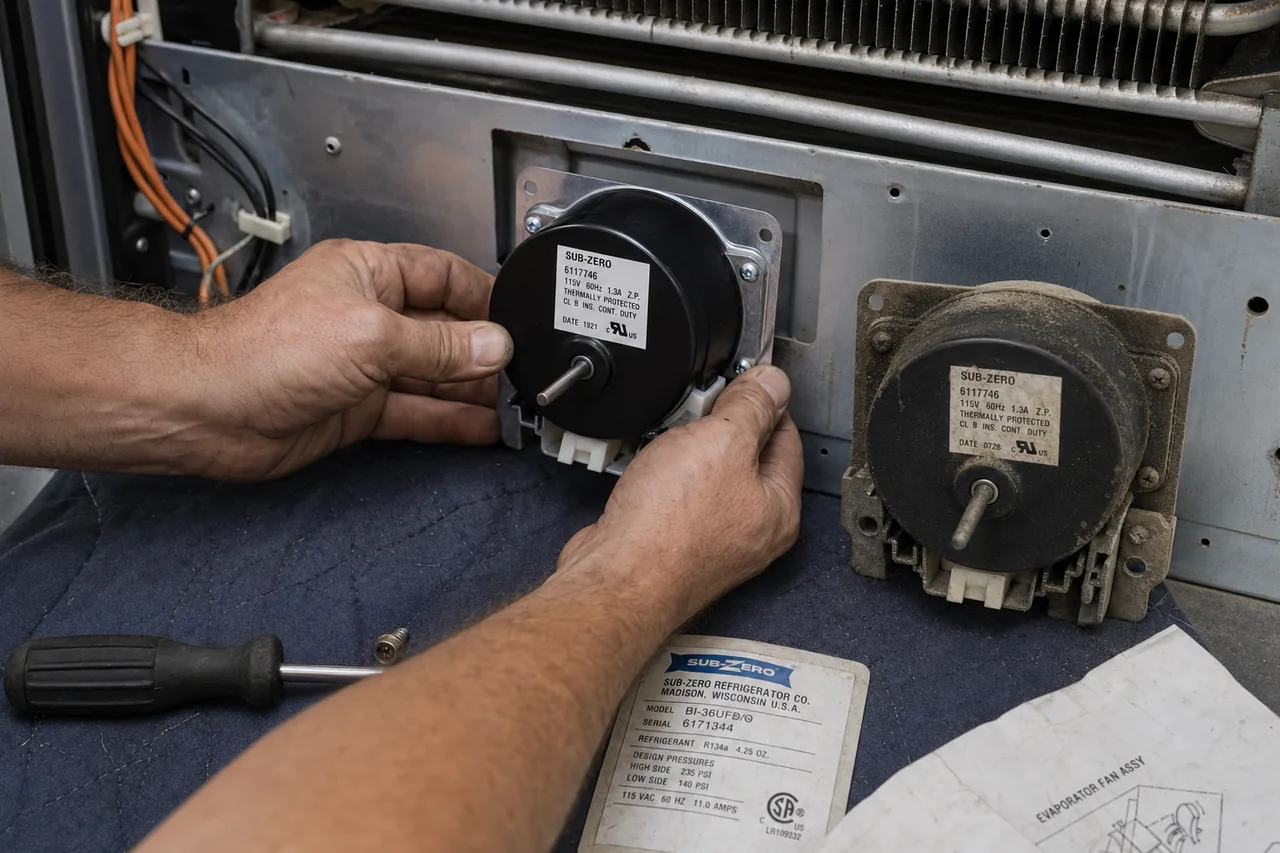 Close-up of an OEM appliance part replacement